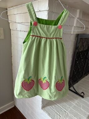 Reversible strawberry / corduroy owl green dress (jumper)